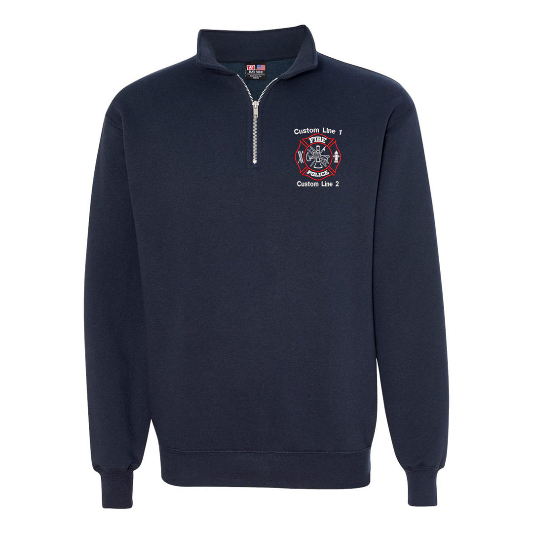 Customized USA Made Classic Quarter Zip Job Shirt with Fire Police Embroidery