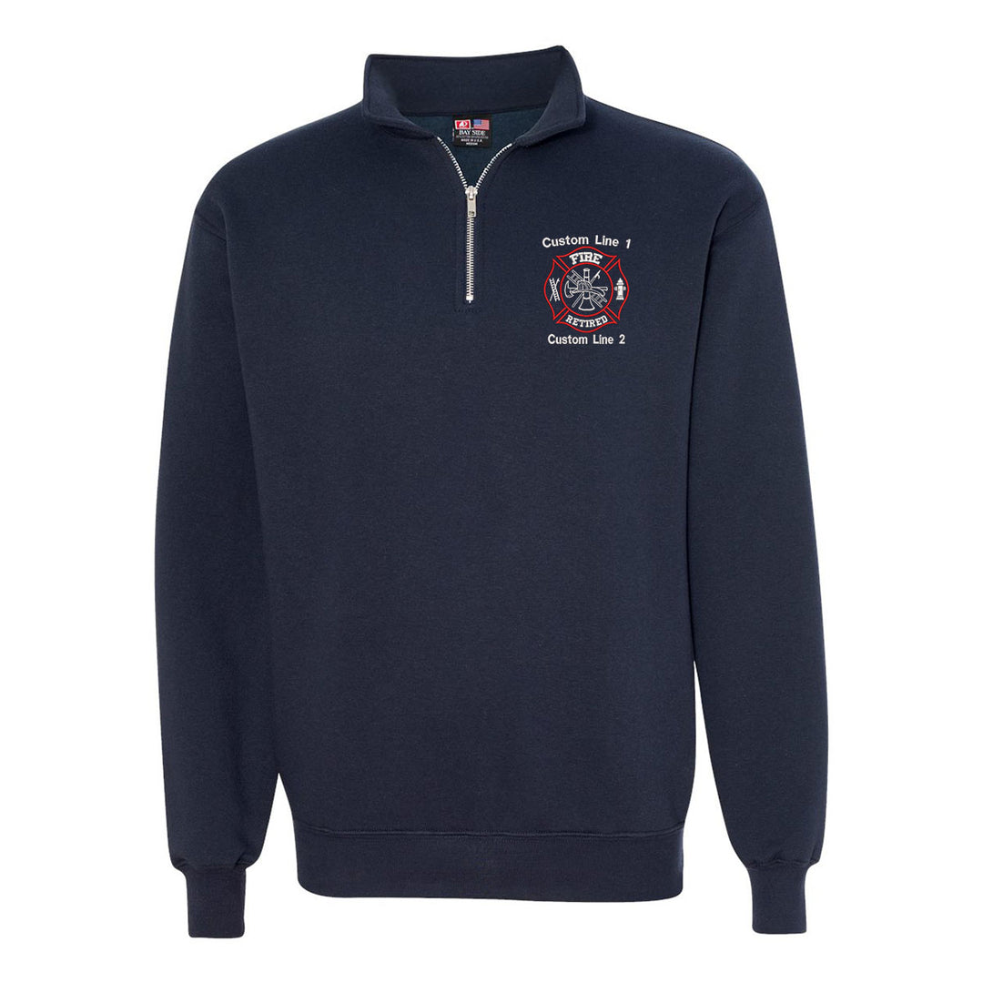 Customized USA Made Classic Quarter Zip Job Shirt with Fire Retired Embroidery