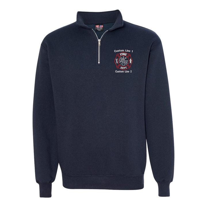 Customized USA Made Classic Quarter Zip Job Shirt with Fire Department Embroidery