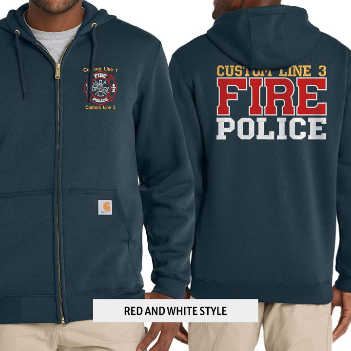 Customized Fire Police Carhartt® Midweight Full-Zip Hoodie