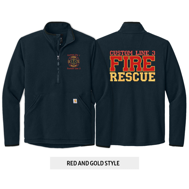 Customized Carhartt® Textured 1/2-Zip Fleece Jacket with Fire Rescue Embroidery