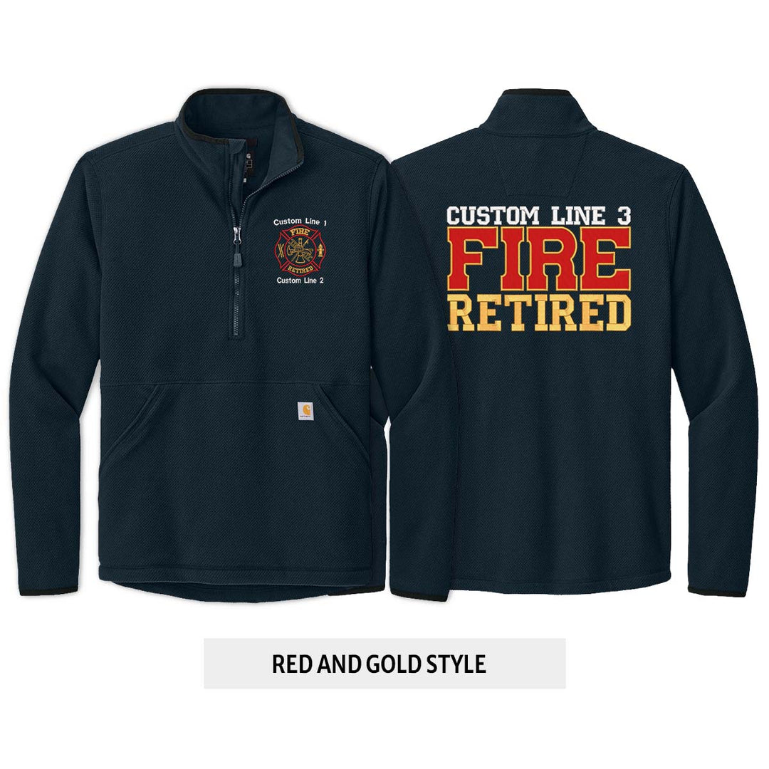 Customized Fire Retired Carhartt® Textured 1/2-Zip Fleece Jacket