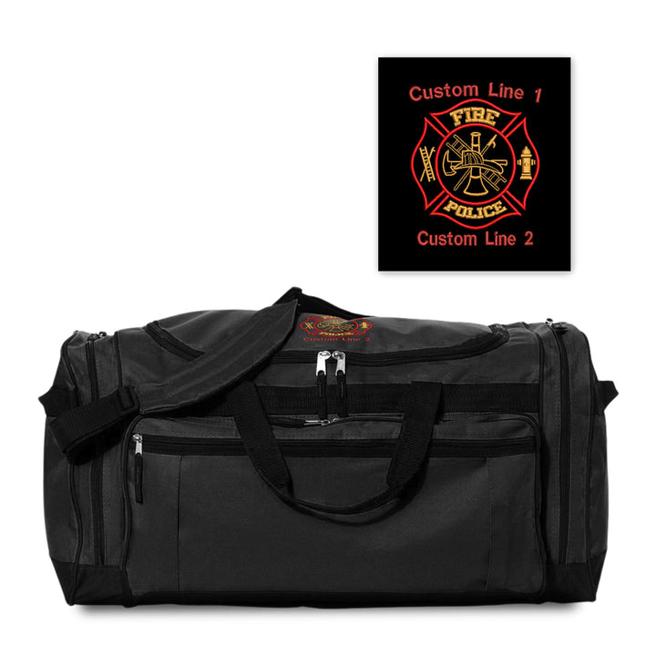 Customized 27" Large Duffel Bag with Fire Police Embroidery