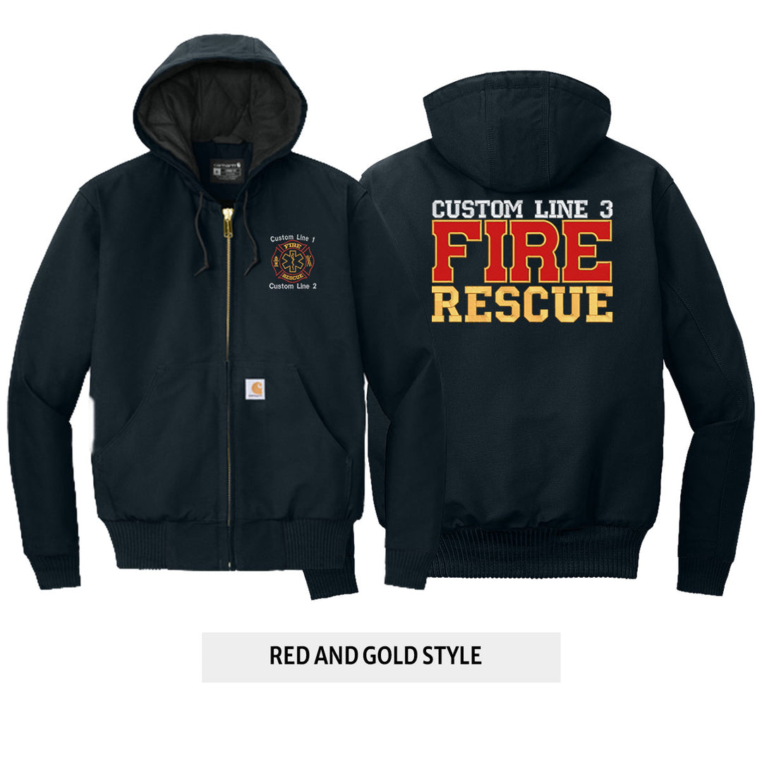 Customized Red and Gold Fire Rescue Carhartt® Quilted-Flannel Jacket
