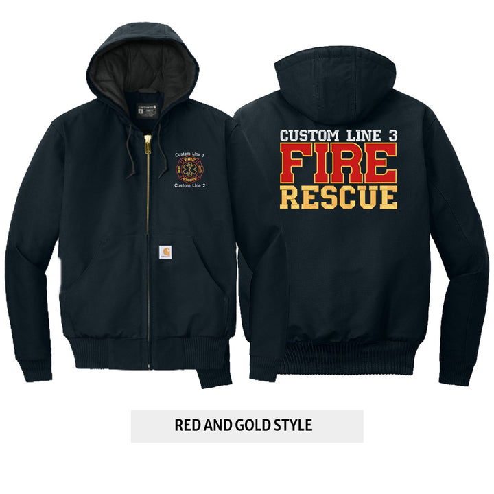 Customized Red and Gold Fire Rescue Carhartt® Quilted-Flannel Jacket
