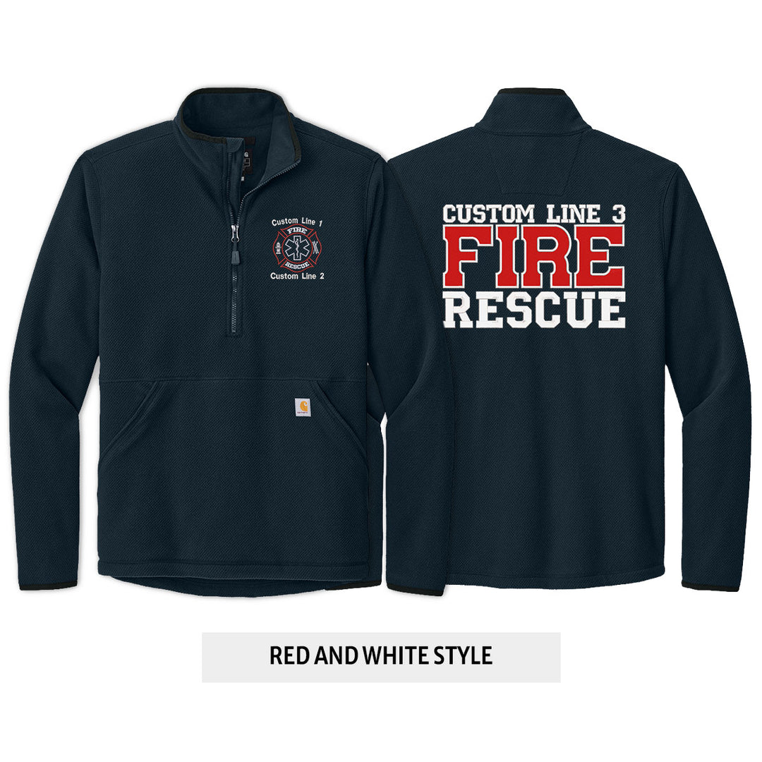 Customized Carhartt® Textured 1/2-Zip Fleece Jacket with Fire Rescue Embroidery