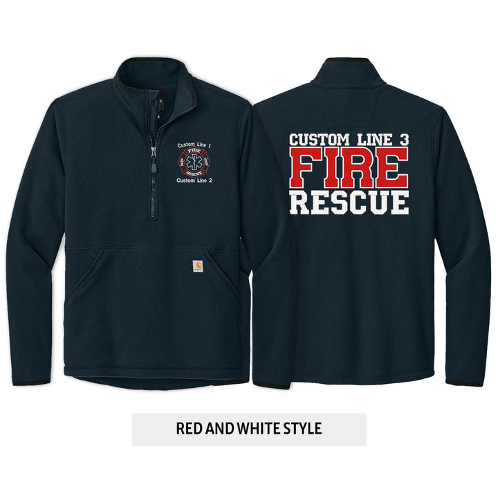 Customized Carhartt® Textured 1/2-Zip Fleece Jacket with Fire Rescue Embroidery