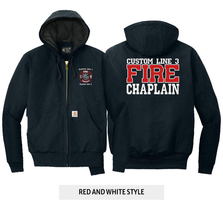 Customized Red and White Fire Chaplain Carhartt® Quilted-Flannel Jacket