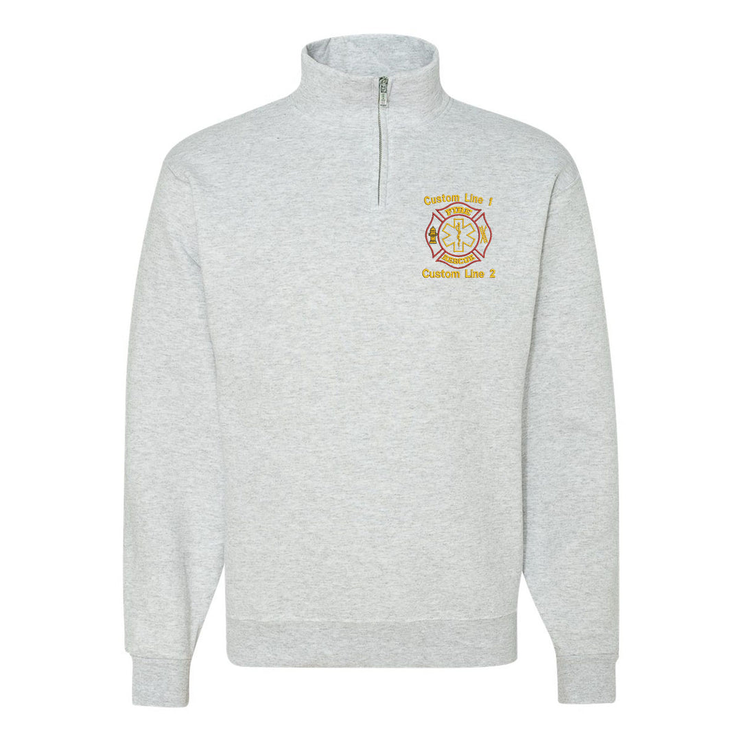 Customized Classic Quarter Zip Job Shirt with Fire Rescue Embroidery 