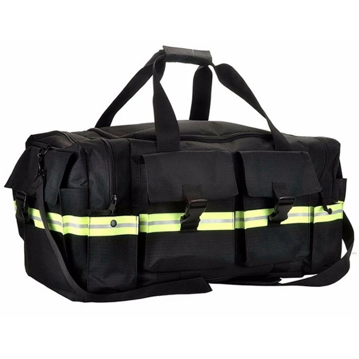 Customized Black Fire Station Duffel Bag with Maltese Embroidery