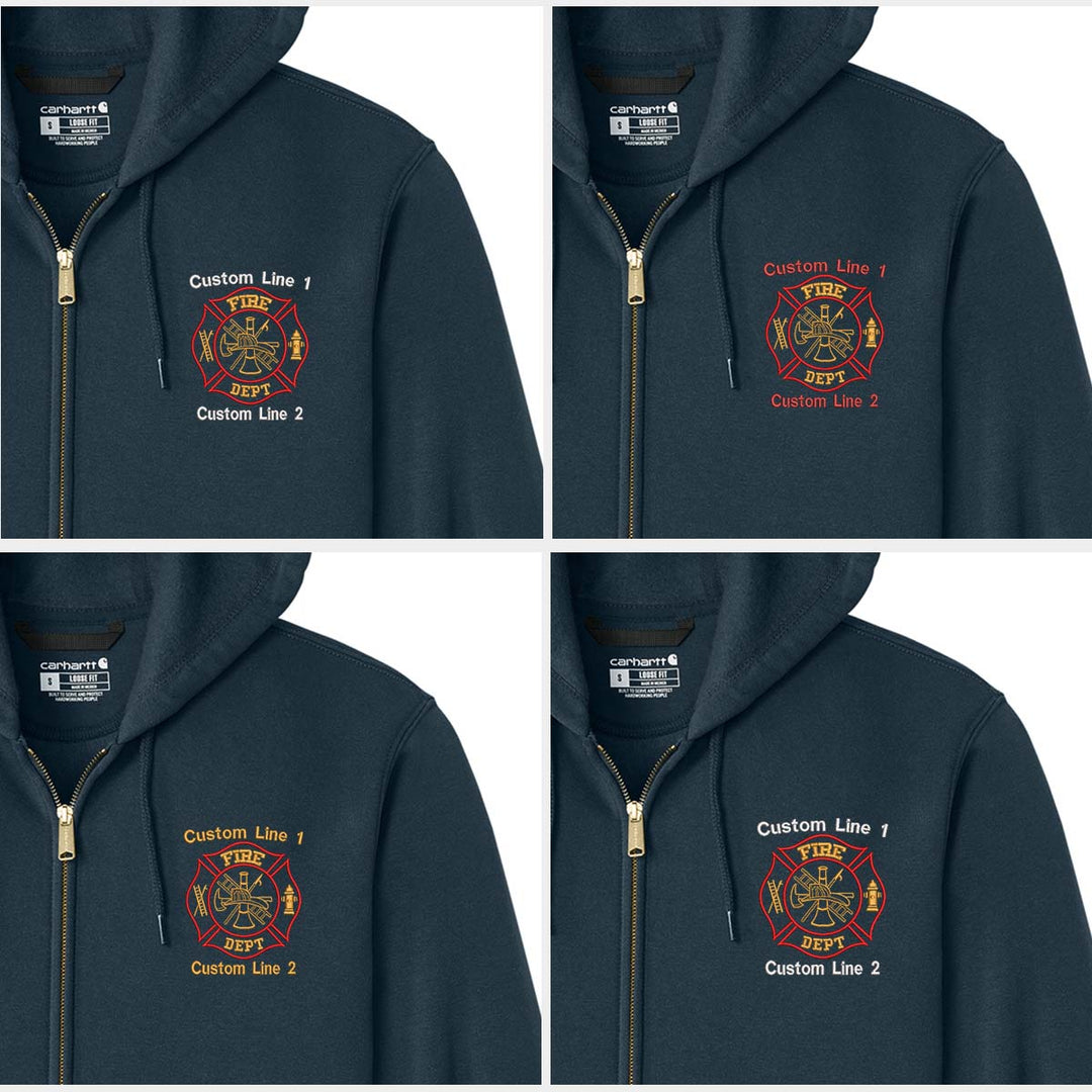 Customized Red and Gold Fire Department Carhartt® Midweight Full-Zip Hoodie