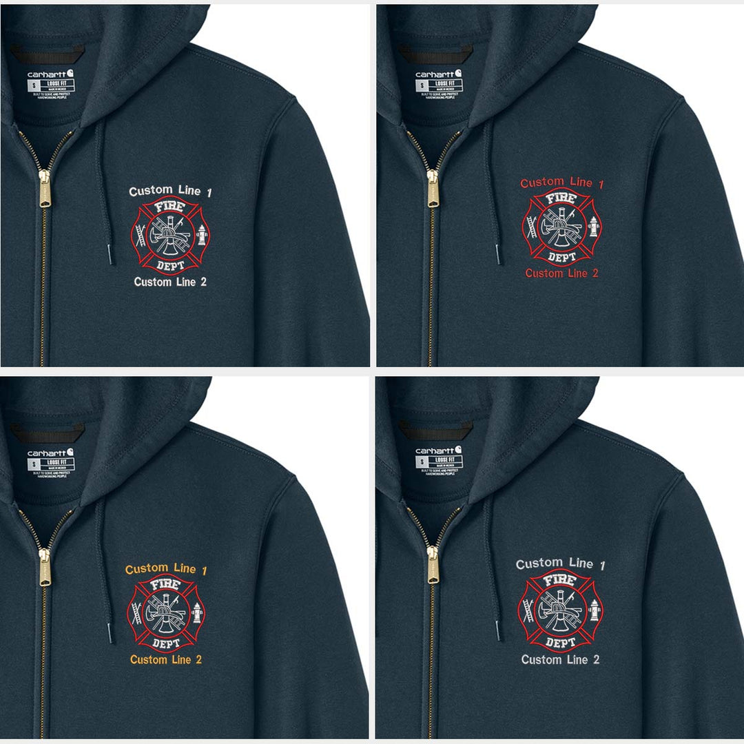 Customized Red and White Fire Department Carhartt® Midweight Full-Zip Hoodie