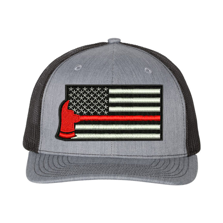 Adjustable snapback hat for firefighters with a bold Thin Red Line emblem