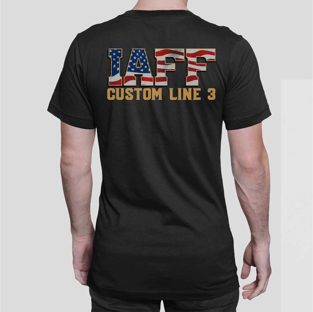 Firefighter IAFF T-Shirt featuring the Maltese cross and USA flag for a classic look.