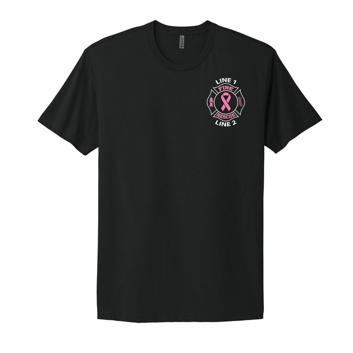 Personalized Firefighter Breast Cancer Shirt celebrating awareness and support #color_black
