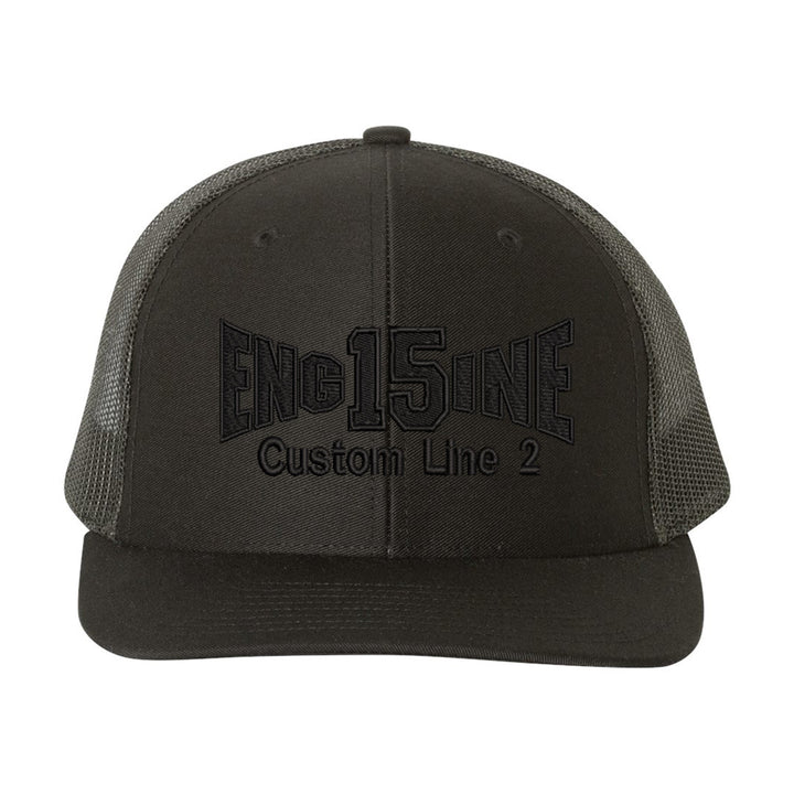 Personalized Fire Dept Engine Blackout Snapback Trucker Hat