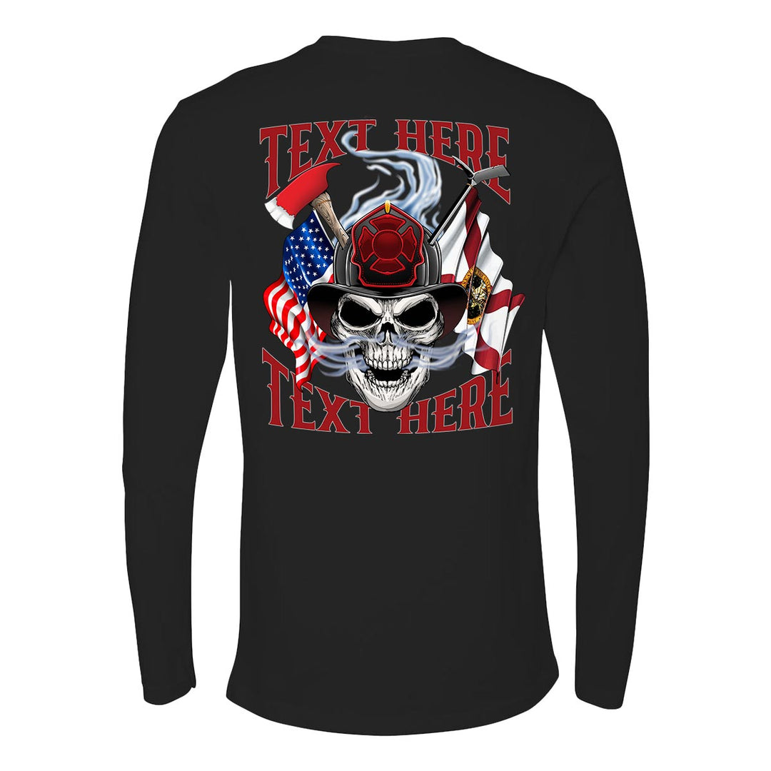 Smoke Reaper long sleeve featuring a bold skull in a firefighter helmet.