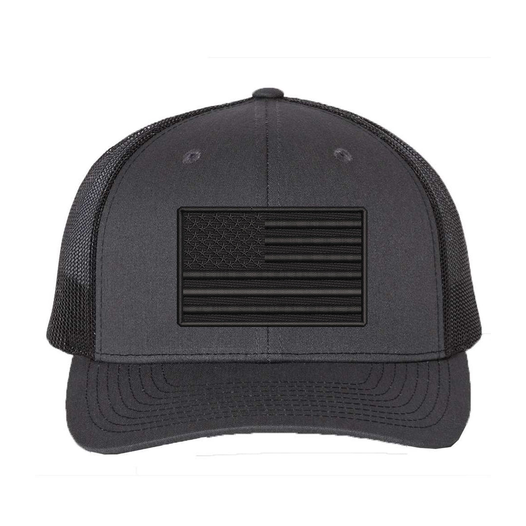 Thin Red Line blackout flag snapback hat front view