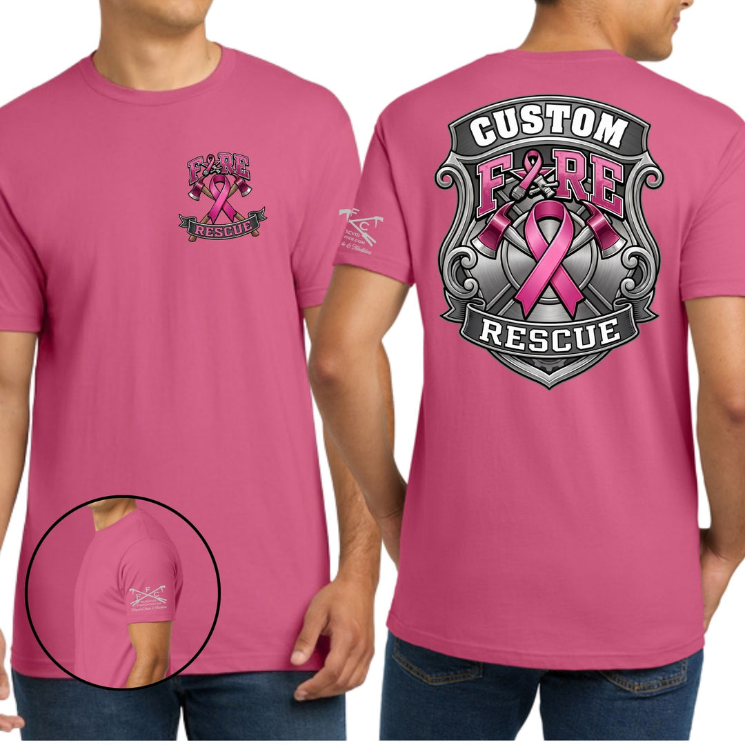 Industrial Breast Cancer Awareness Fire Rescue Custom T-Shirt