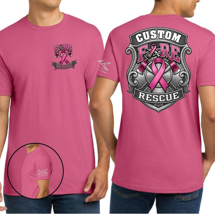 Industrial Breast Cancer Awareness Fire Rescue Custom T-Shirt
