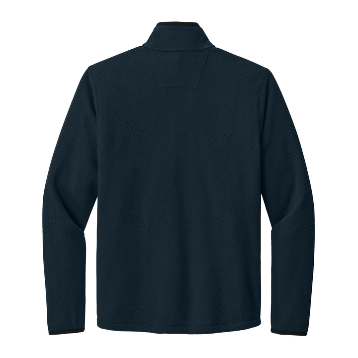 Back view of the Carhartt fleece jacket showcasing the relaxed fit and adjustable drop tail hem.