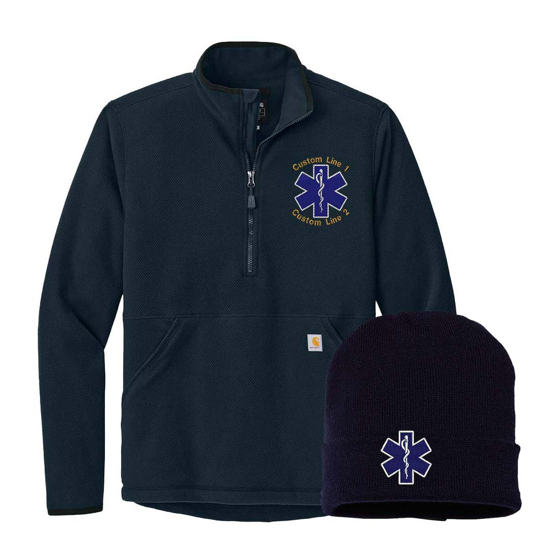 Carhartt® Textured 1/2-Zip Fleece Jacket & Beanie Bundle