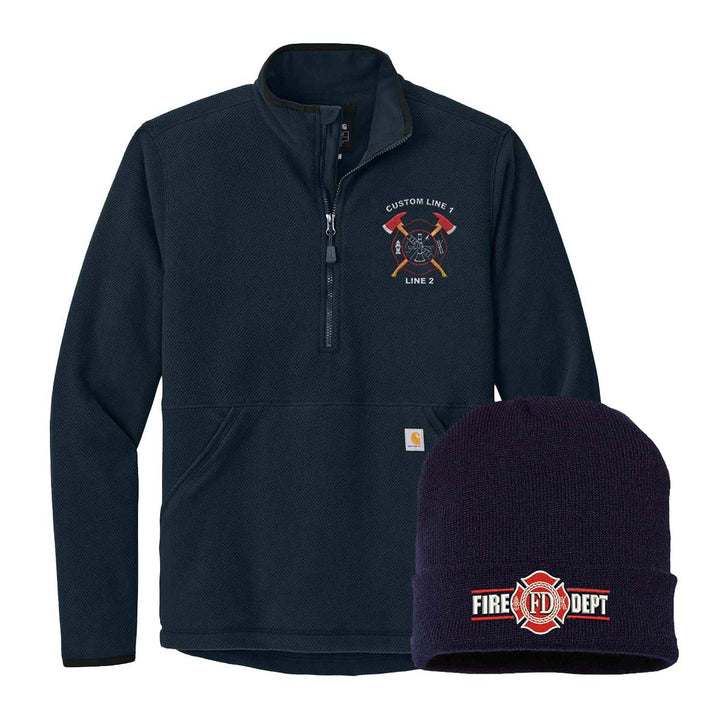 Carhartt® Textured 1/2-Zip Fleece Jacket & Beanie Bundle