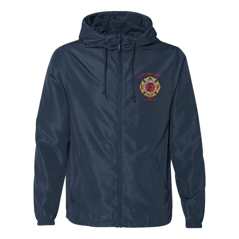 Lightweight windbreaker jacket for firefighters featuring IAFF embroidery, designed to provide comfort and durability in light rain.