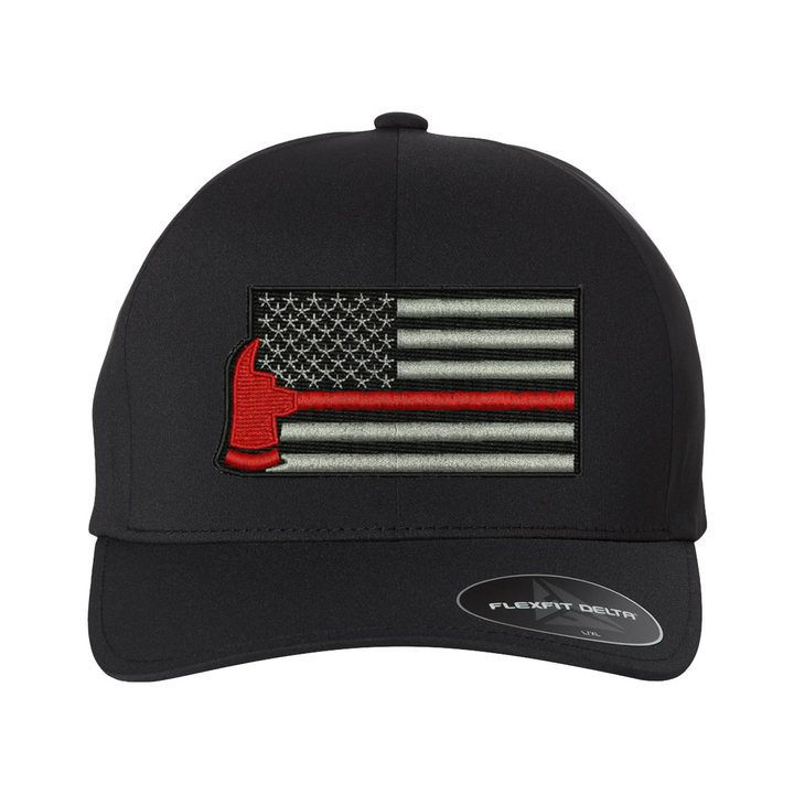 Comfortable stretch-fit cap featuring the Thin Red Line flag and axe graphic