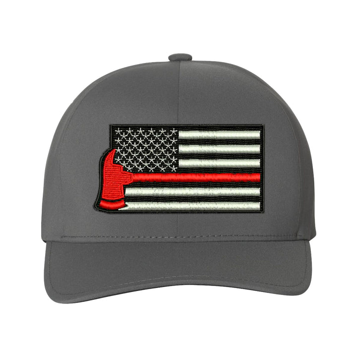 Lightweight Delta FlexFit cap honoring firefighters with a bold red line