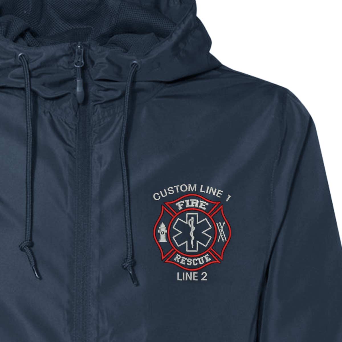 Customized Lightweight Windbreaker Full-Zip Jacket with Fire