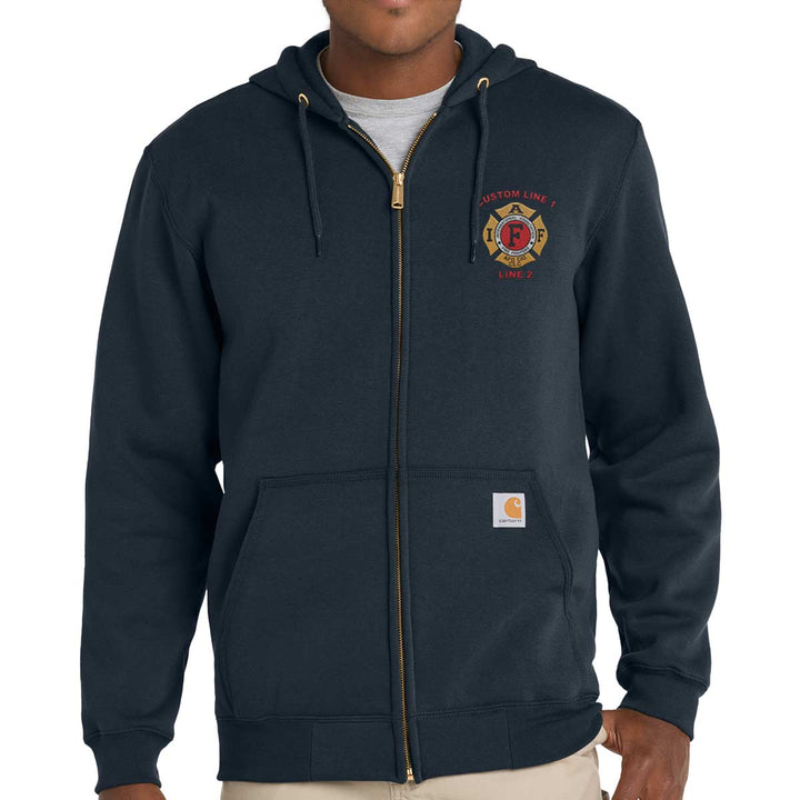 Hoodie with a full zipper front and rib-knit cuffs, perfect for keeping firefighters warm while on duty.