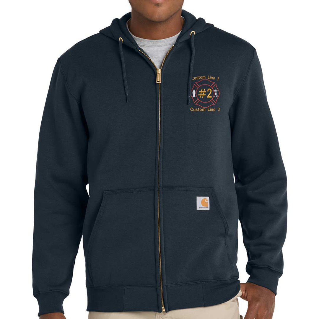 Hoodie featuring triple-stitched seams and a full zipper front, ensuring warmth and durability for firefighters.