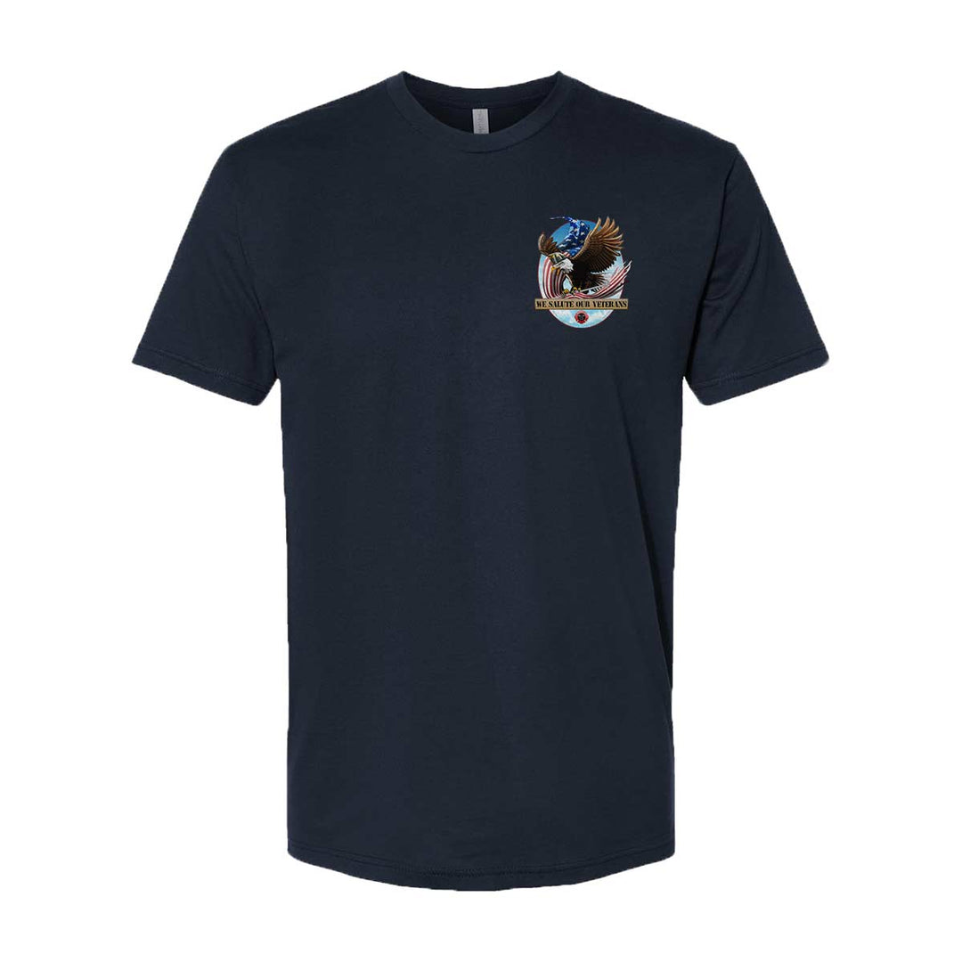 We Salute Our Veterans T-shirt with eagle and firefighter helmet