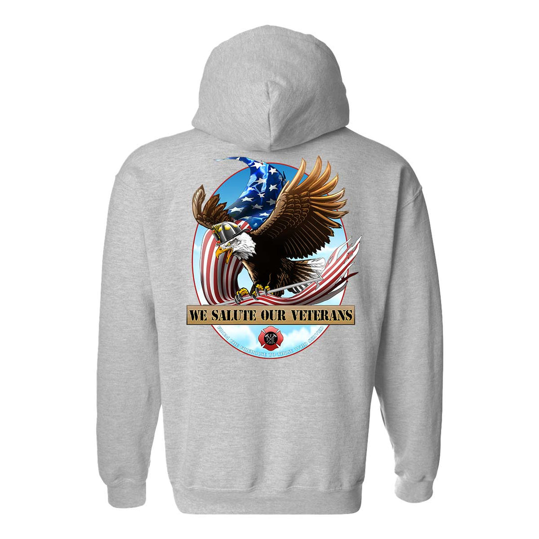 Patriotic eagle firefighter helmet design on hoodie