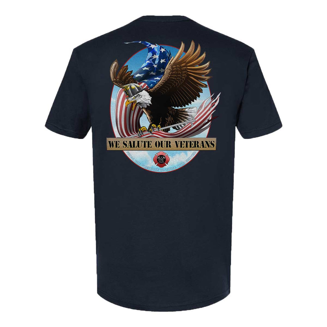 Bold veteran tribute T-shirt for firefighters with eagle