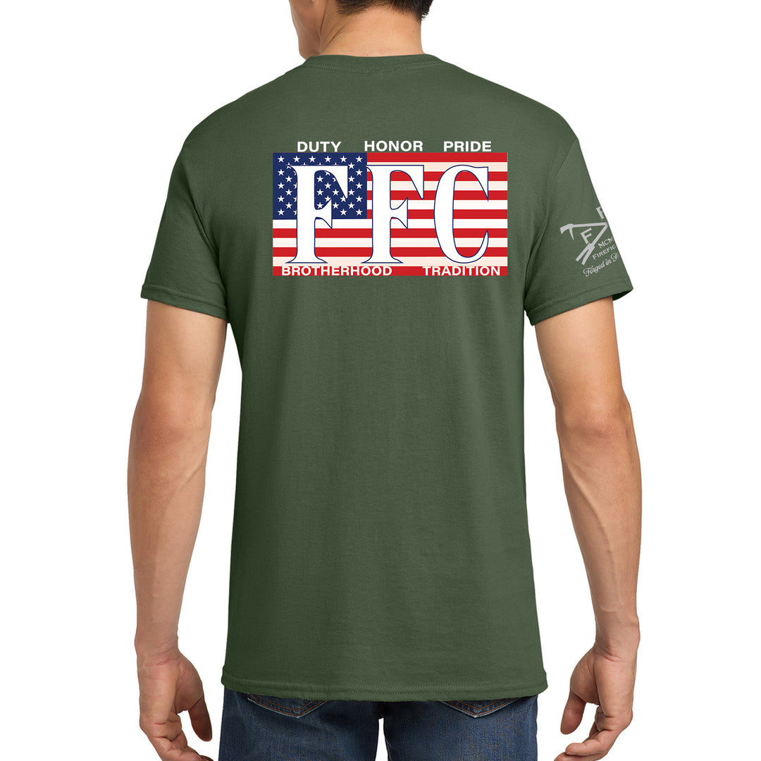 FFC 343 American Brotherhood Maltese Cross firefighter shirt in military green #color_military-green