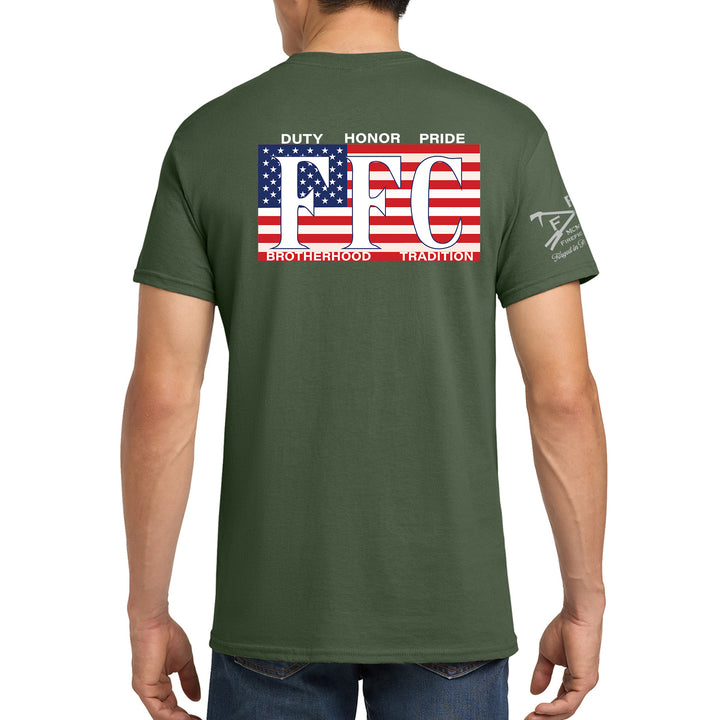FFC 343 American Brotherhood Maltese Cross firefighter shirt in military green #color_military-green