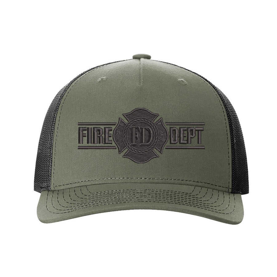 Fire Dept Maltese blackout snapback trucker hat firefighter fire department IAFF