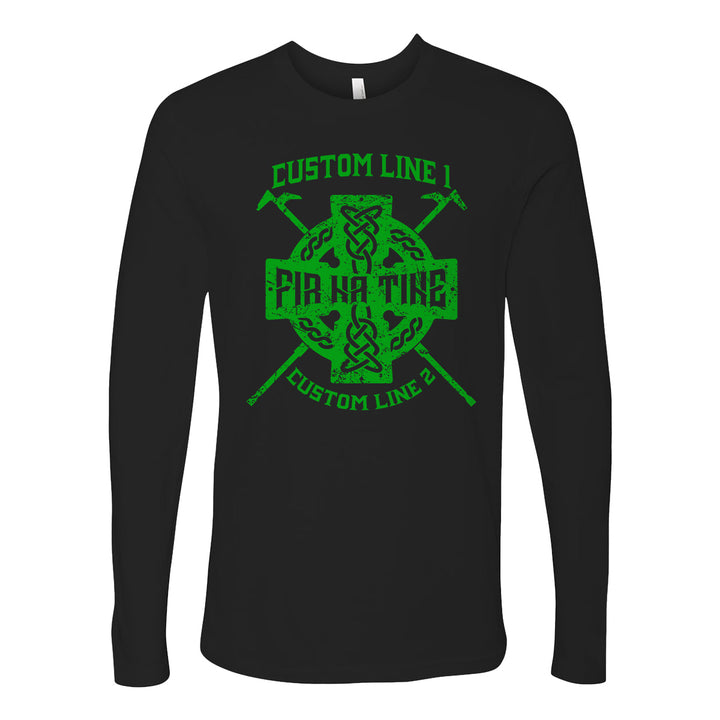 Customized Celtic Cross Long Sleeve T-Shirt for firefighters, symbolizing strength and tradition.