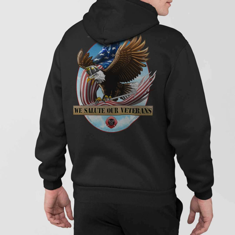 Veterans tribute hoodie with firefighter eagle design