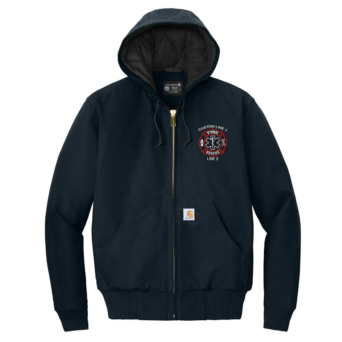 Fire Pattern Jacket Customized Carhartt® Quilted-Flannel Jacket with Fire Rescue Embroider ...