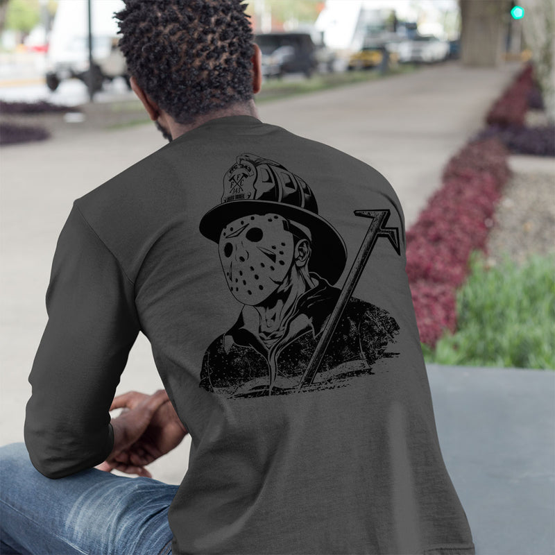 Premium firefighter long sleeve tee featuring unique graphic