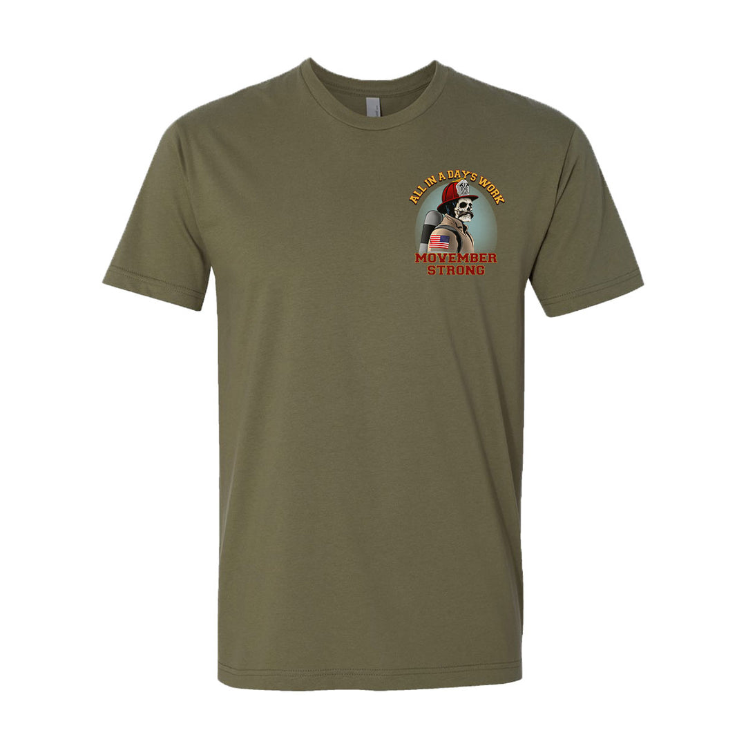 Full view of the t-shirt design celebrating Movember and men's health.