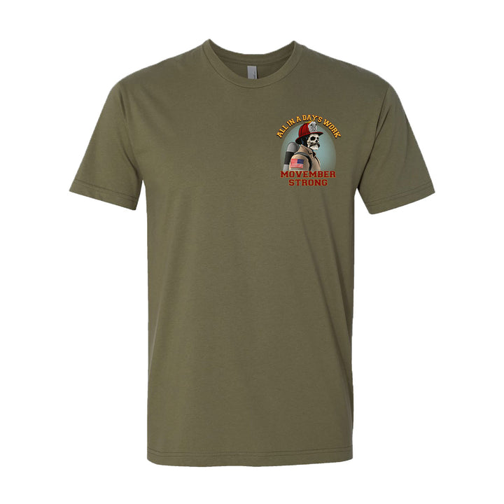 Full view of the t-shirt design celebrating Movember and men's health.