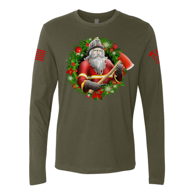 Long-sleeve firefighter Christmas shirt with premium fit.