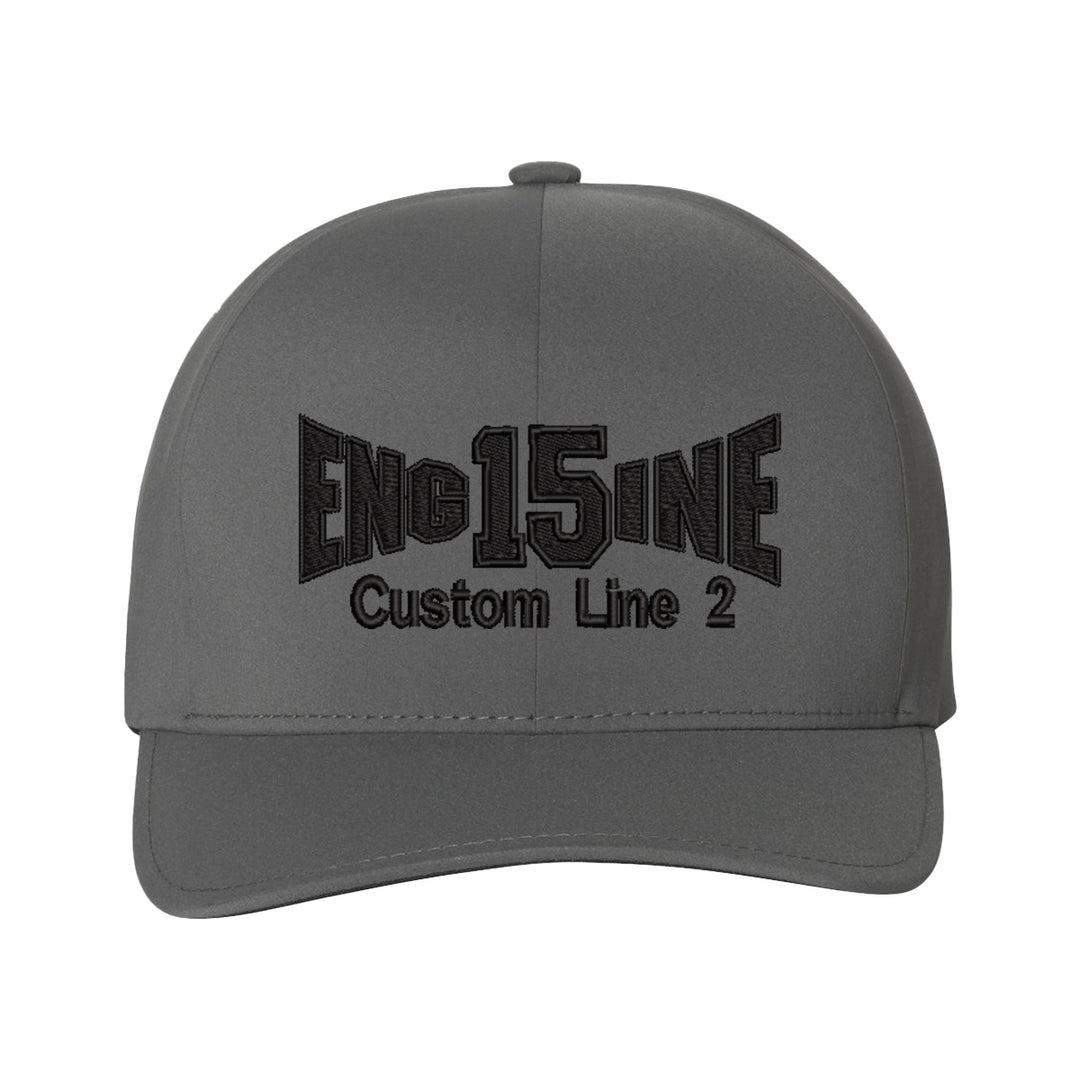 Fire department FlexFit blackout hat with personalized Fire Dept Engine logo