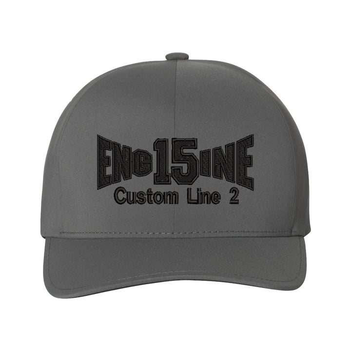 Fire department FlexFit blackout hat with personalized Fire Dept Engine logo