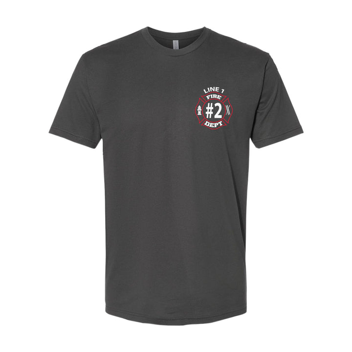 Red and white Fire Department premium tee – custom firefighter logo