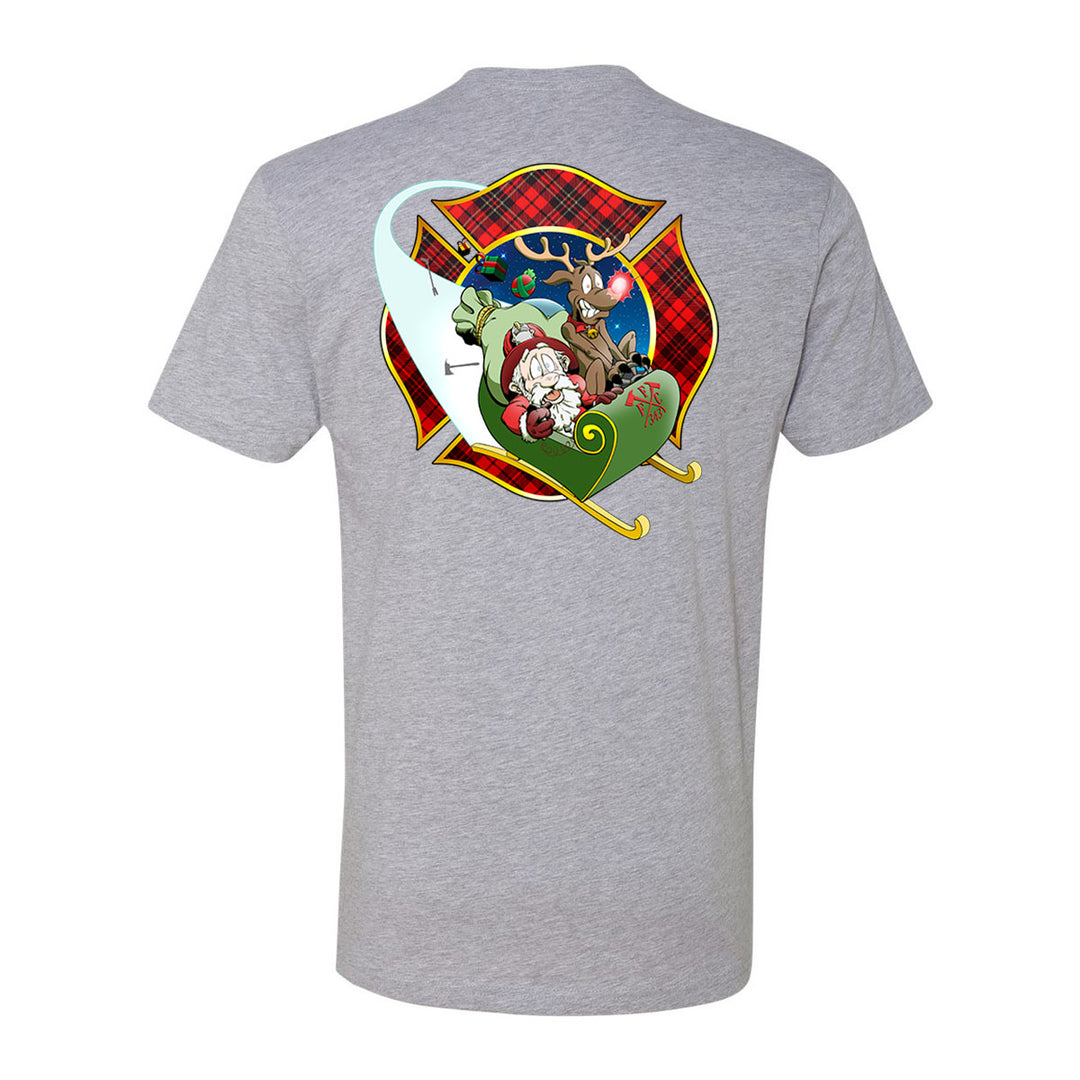 Christmas Plaid Maltese Firefighter Premium T-Shirt